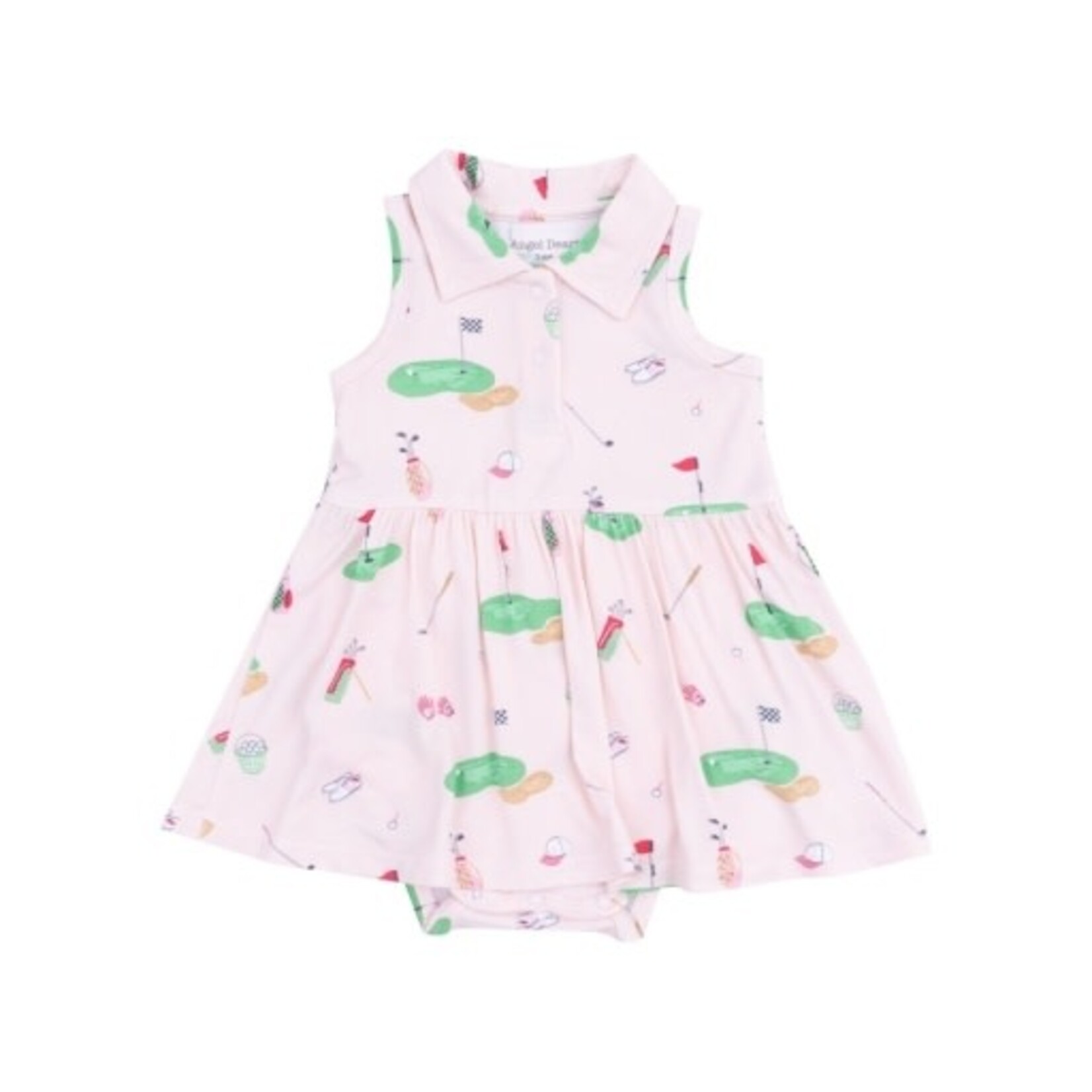 Angel Dear Golf Things Pink Polo Collar Bodysuit Dress