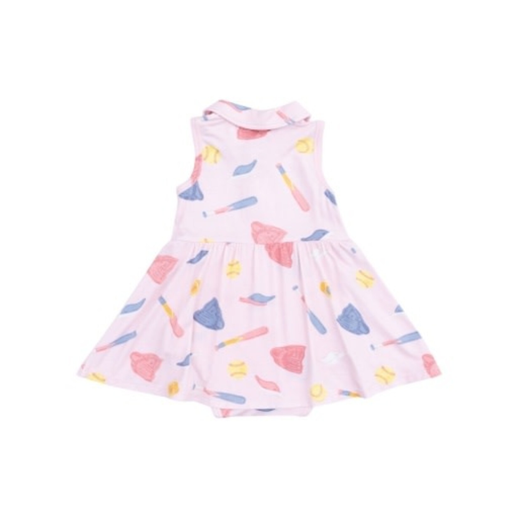 Angel Dear Softball Polo Collar Bodysuit Dress