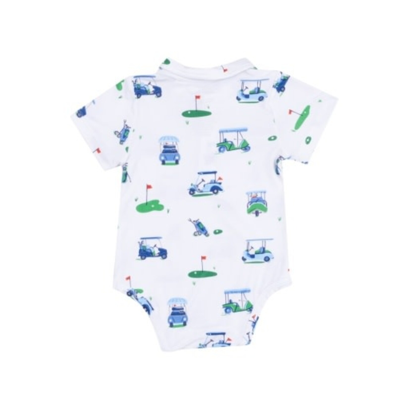Angel Dear Vintage Golf Carts Blue Polo Bodysuit