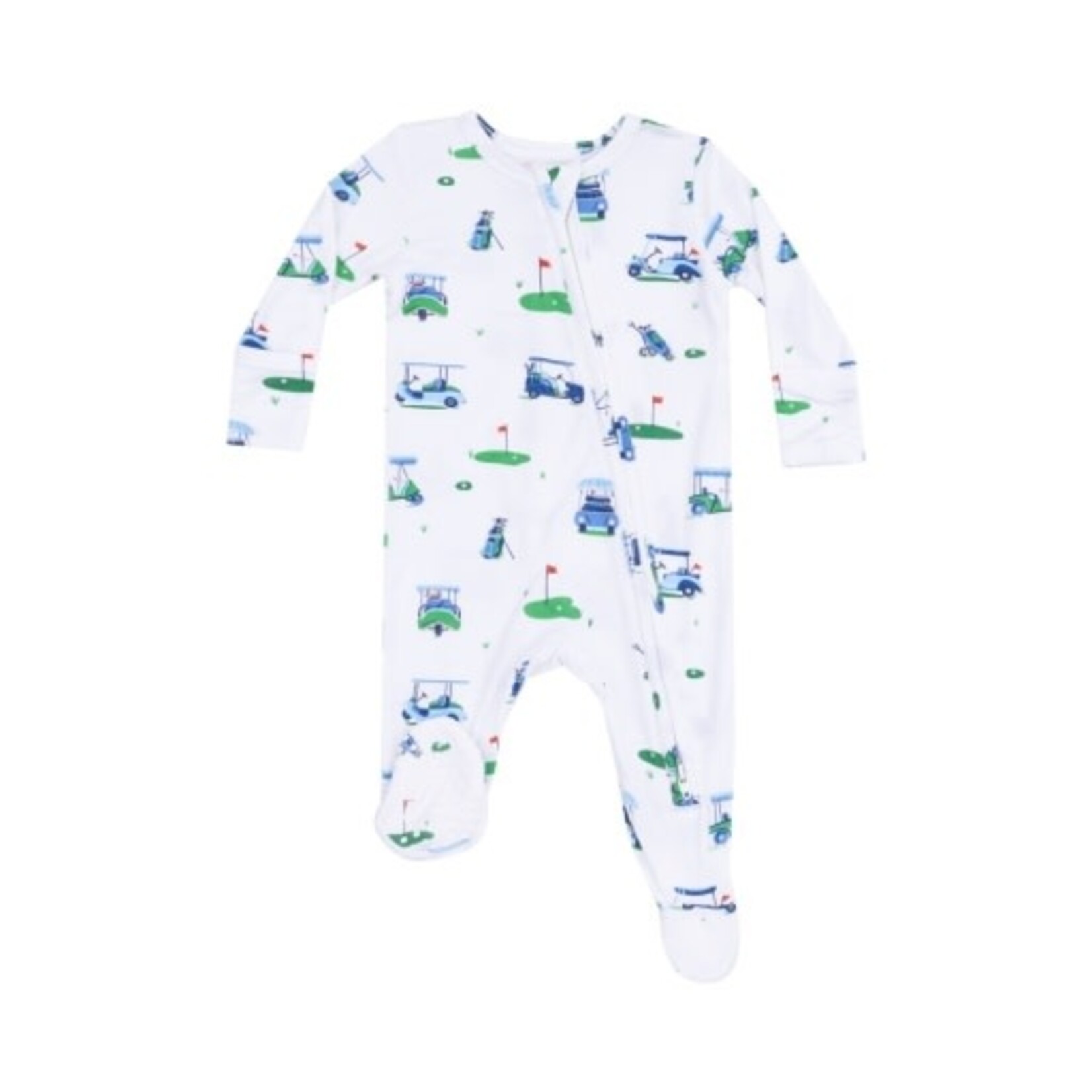 Angel Dear Vintage Golf Carts Blue 2 Way Zipper Footie