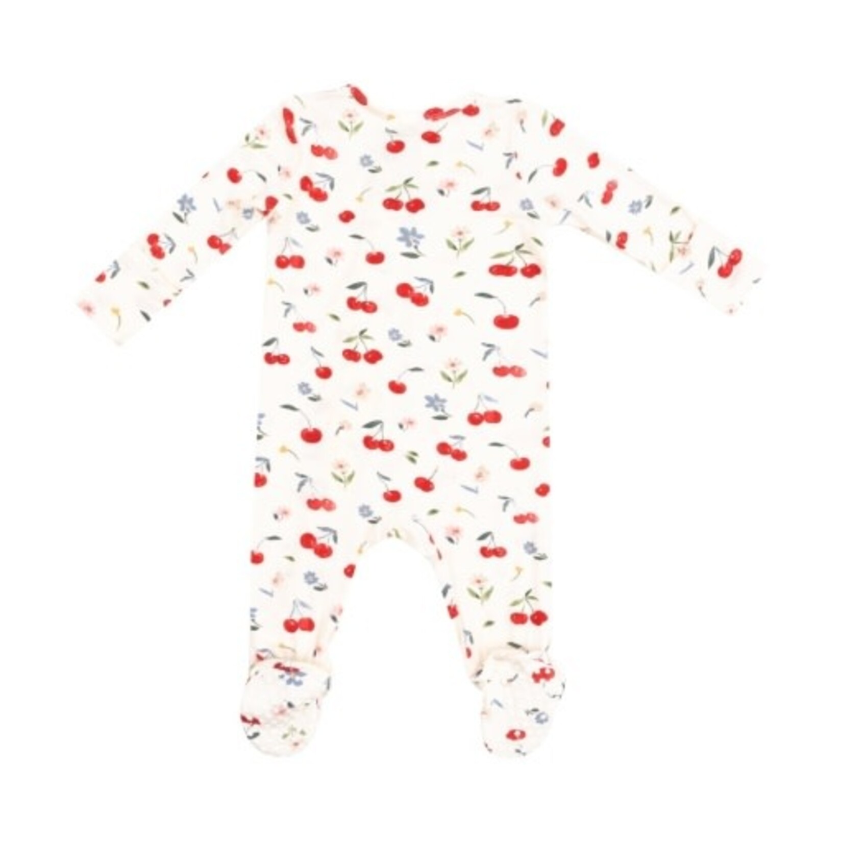 Angel Dear Watercolor Cherries +   Gingham 2 Way Zipper Footie
