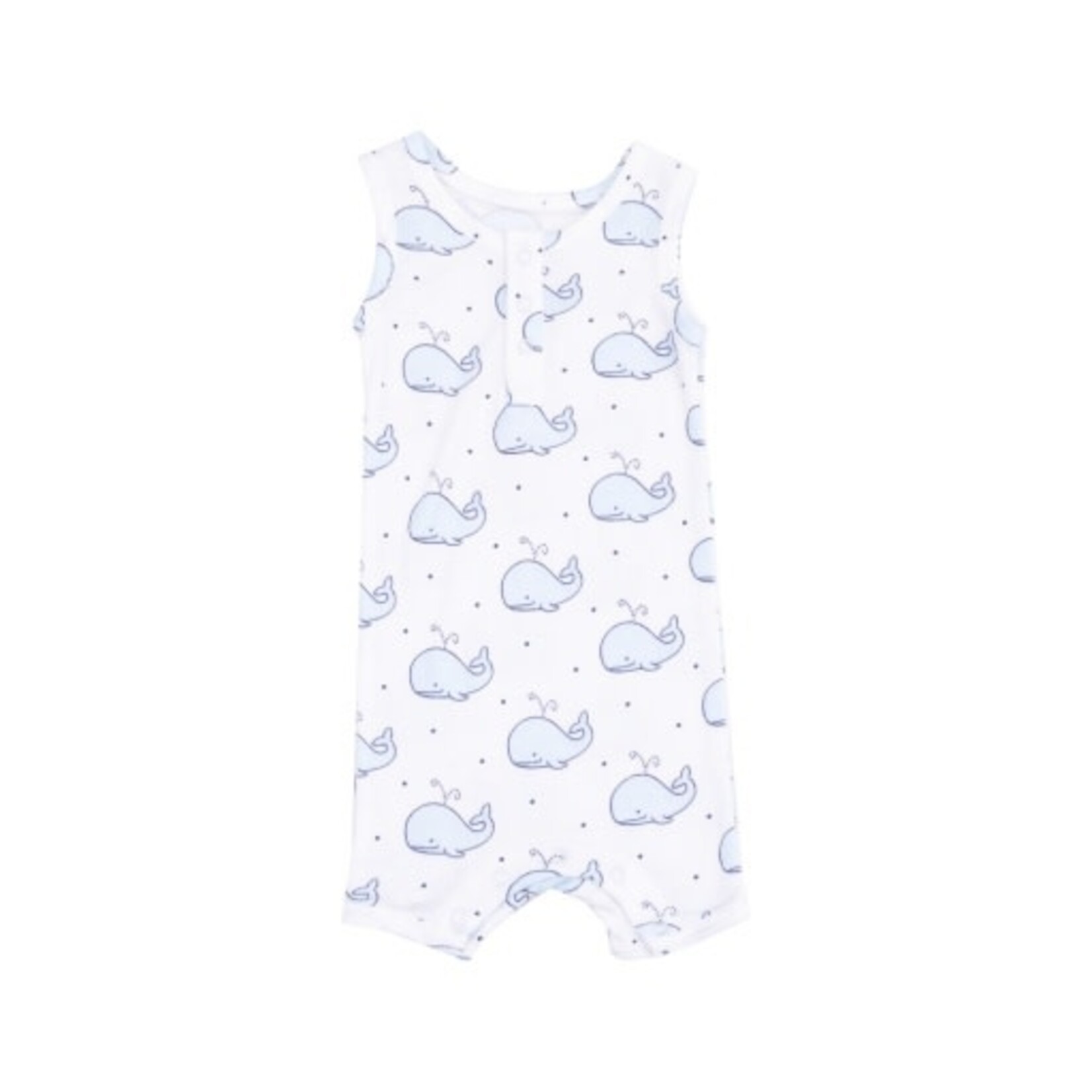 Angel Dear Bubbly Whale Blue Ribbed Sleeveless Shortie Romper