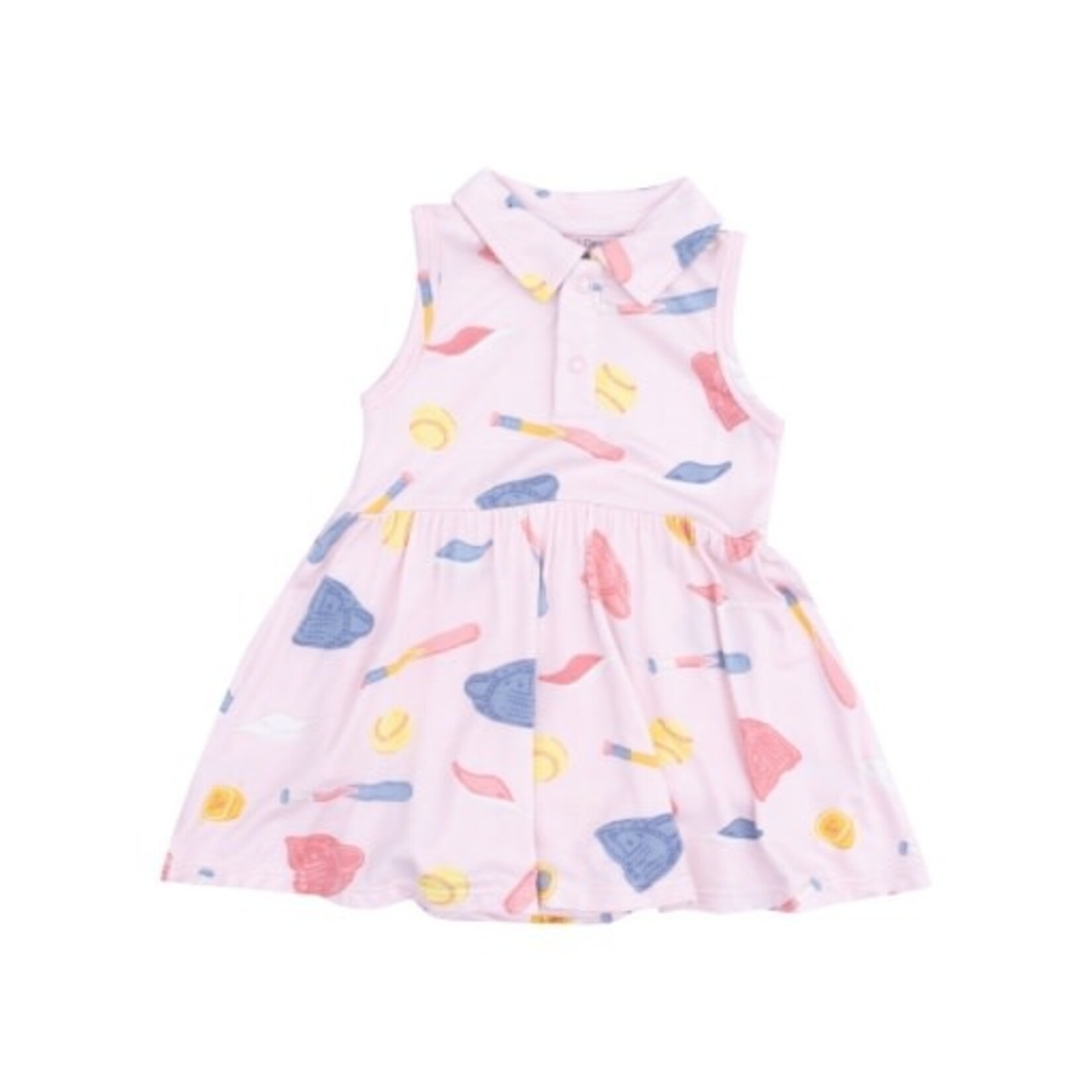 Angel Dear Softball Polo Collar Bodysuit Dress