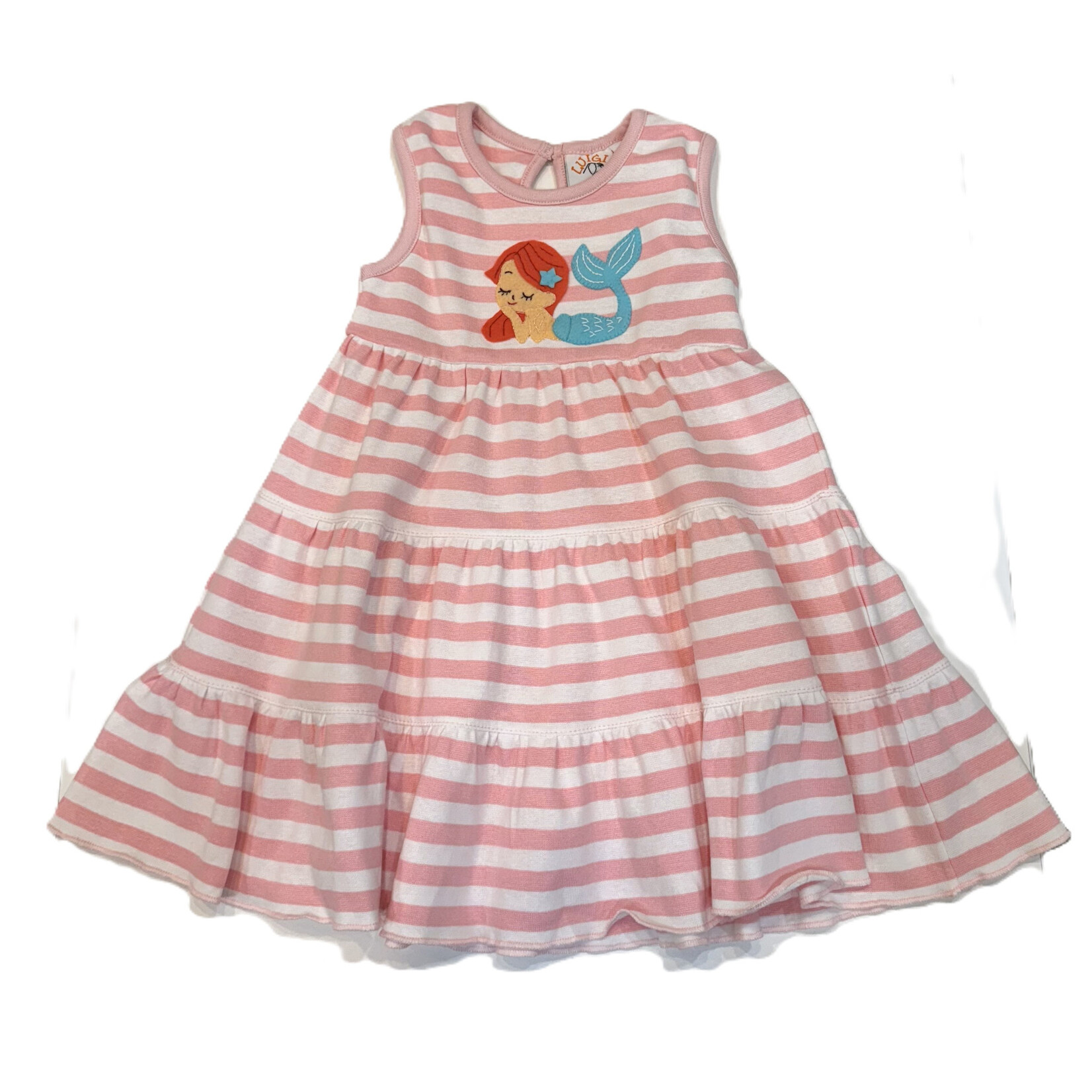 Luigi Kids Pink Stripe Mermaid Tier Dress