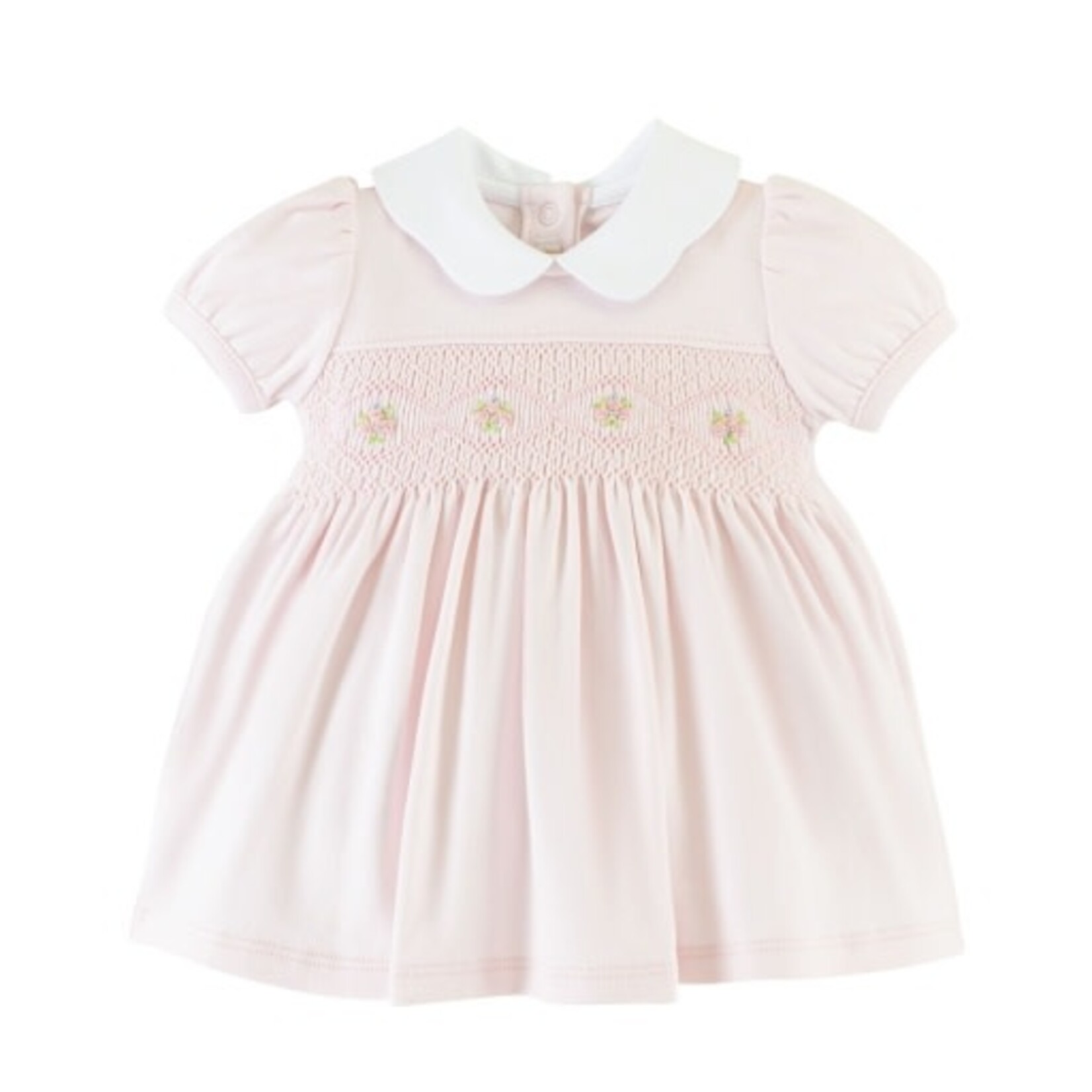 Baby Club Chic pink hand smocked dress  w/round collar