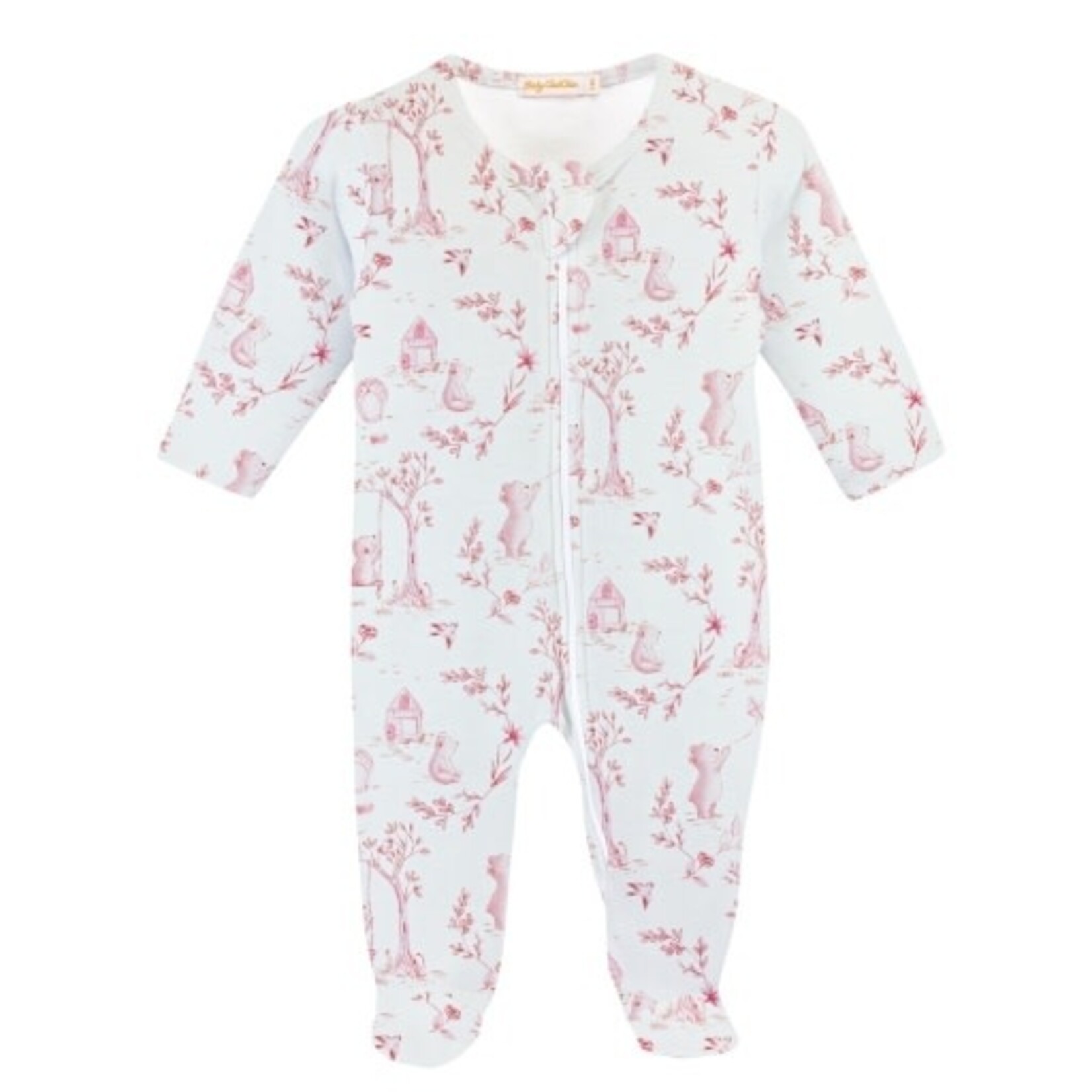 Baby Club Chic Pink Toile de Jouy Zip Footie
