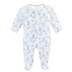 Baby Club Chic Blue Toile de Jouy Zip Footie