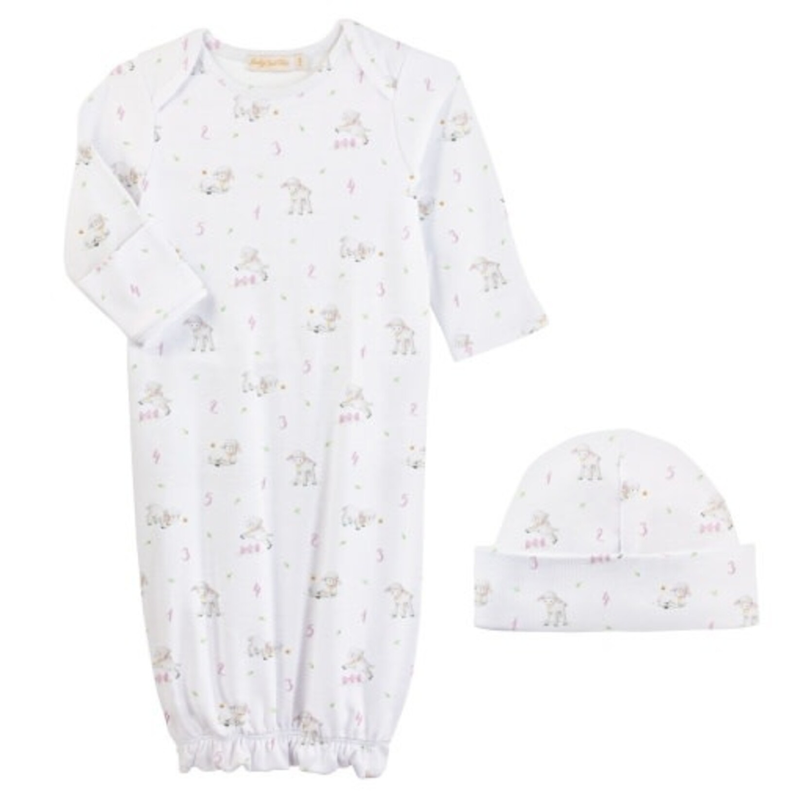 Baby Club Chic Pink Counting Sheep Gown/Hat Set