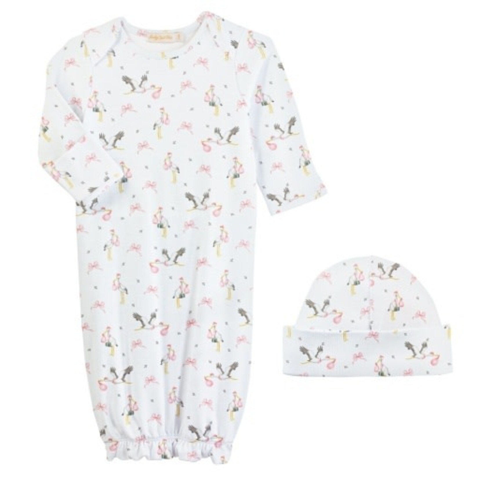 Baby Club Chic Pink Stork Gown and Hat Set