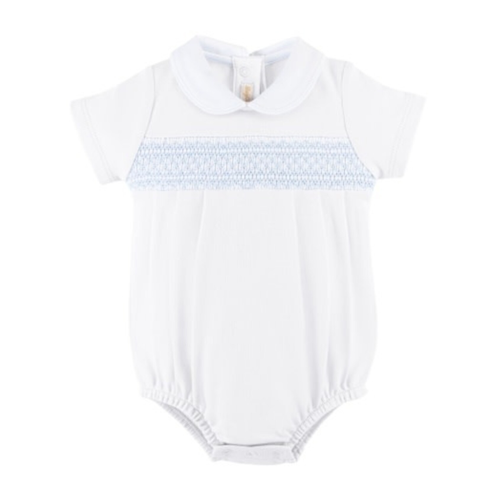 Baby Club Chic White With Blue Smock Bubble