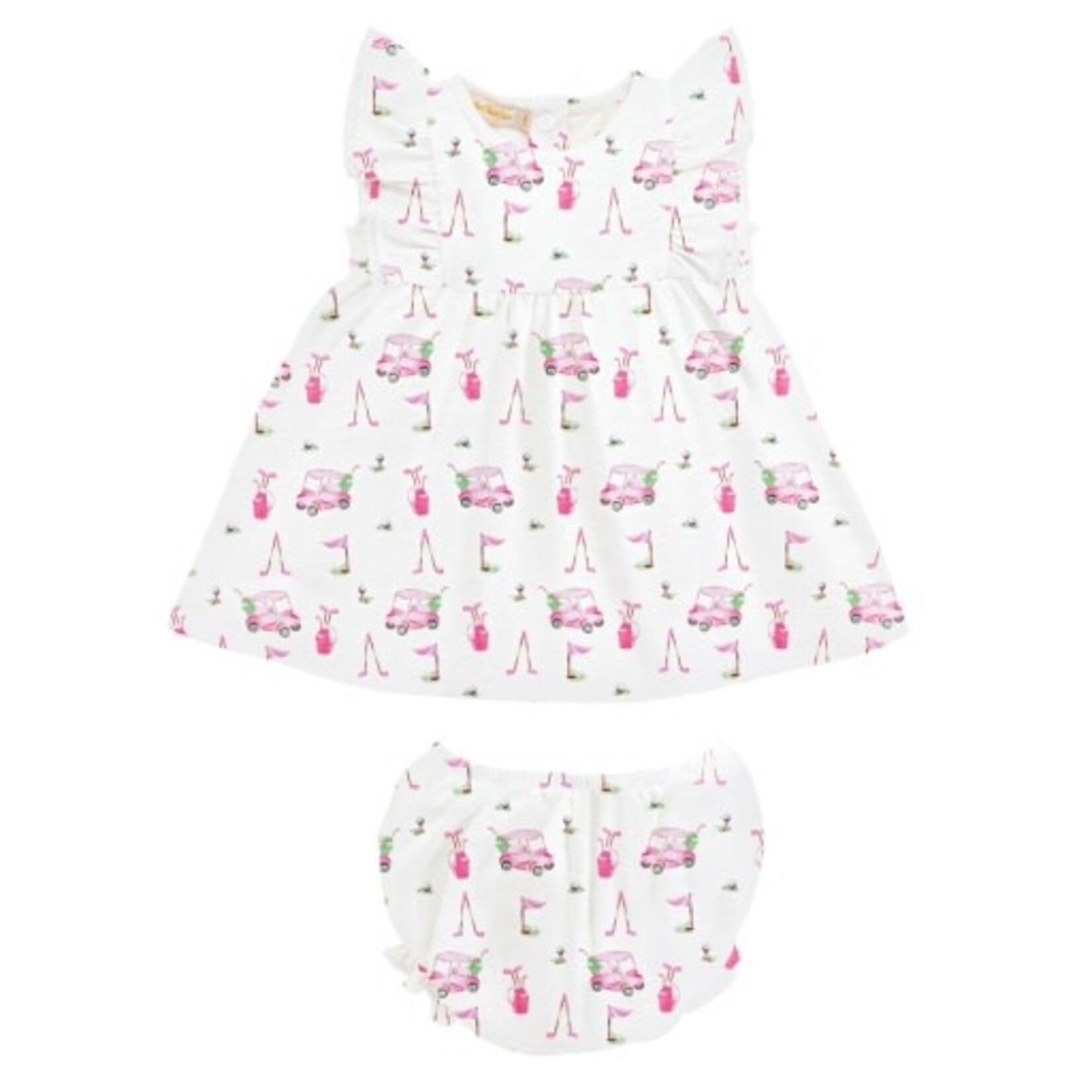 Baby Club Chic Pink Golf Print Ruffle Dress