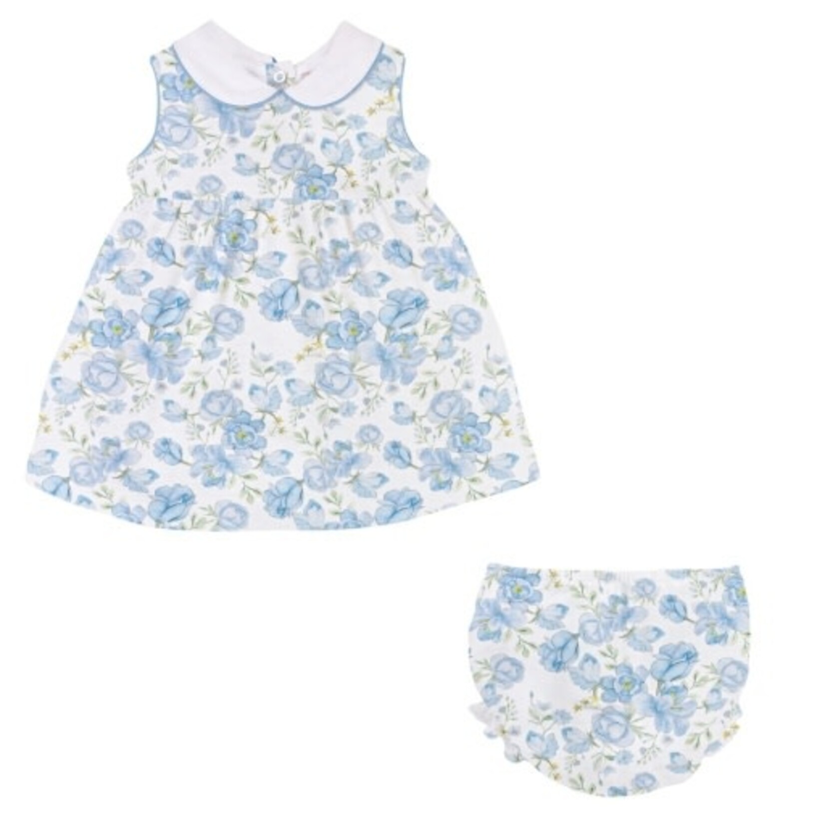 Baby Club Chic Blue Floral Collared Dress Set