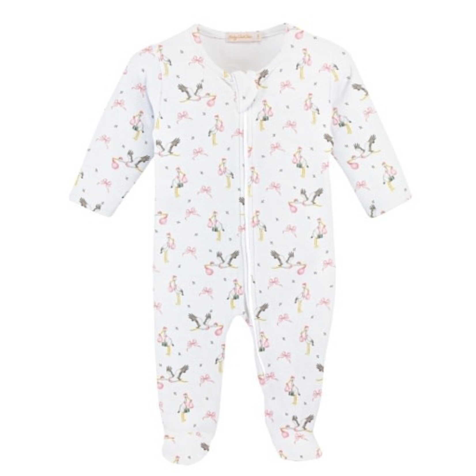 Baby Club Chic Pink Stork Zip Footie
