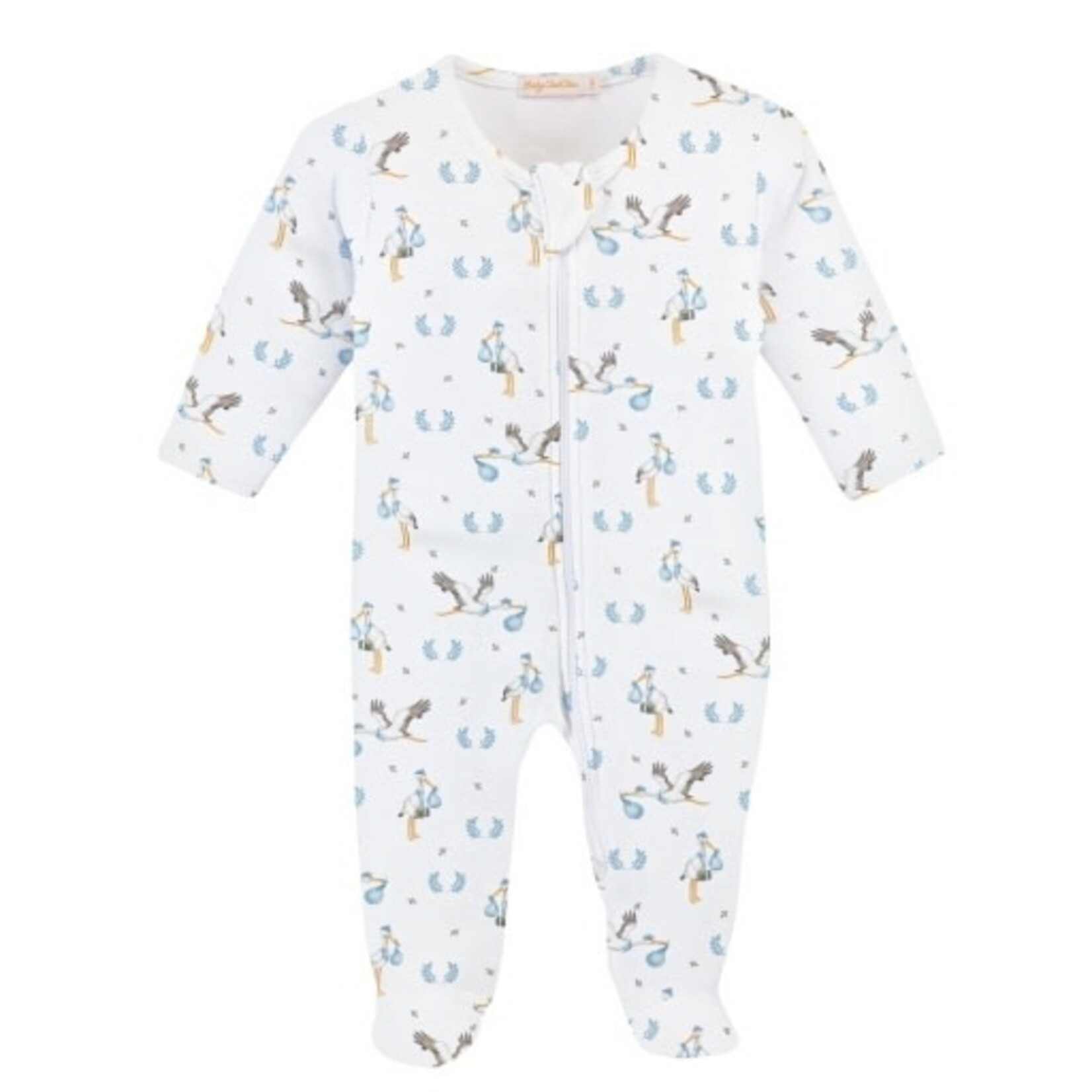 Baby Club Chic Blue Stork Zip Footie