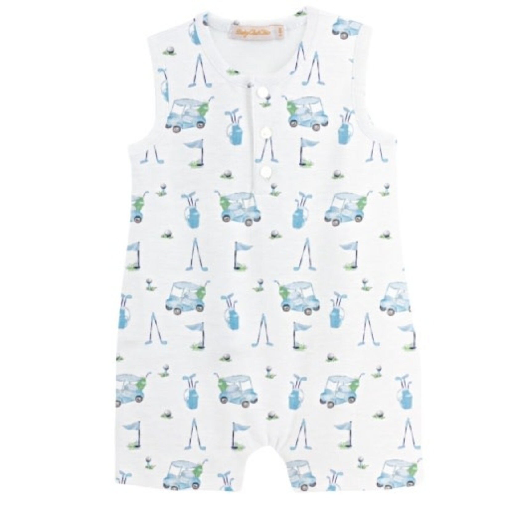 Baby Club Chic Blue Golf Print Romper