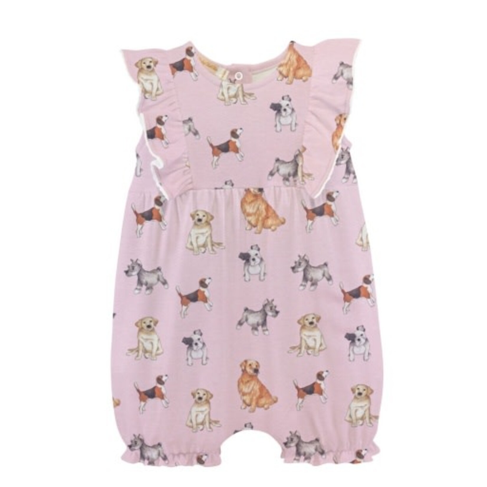 Baby Club Chic Pink Good Puppy Ruffle Romper