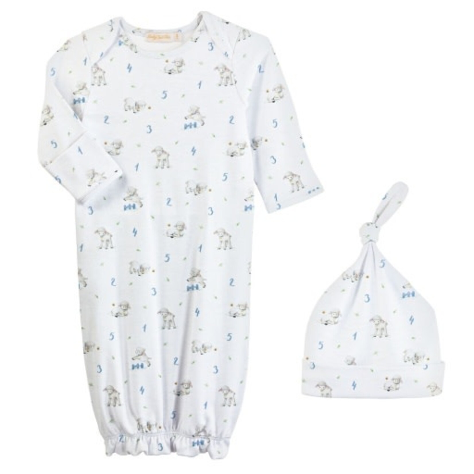 Baby Club Chic Blue Counting Sheep Gown/Hat Set