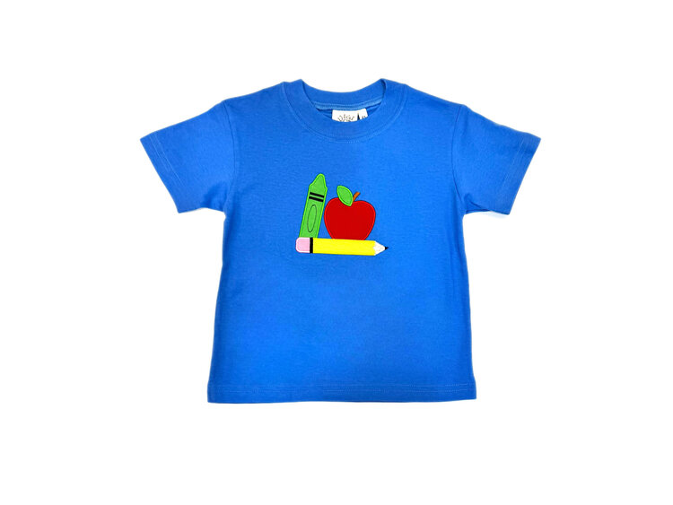 Luigi Kids Blue Apple, Crayon & Pencil SS Shirt