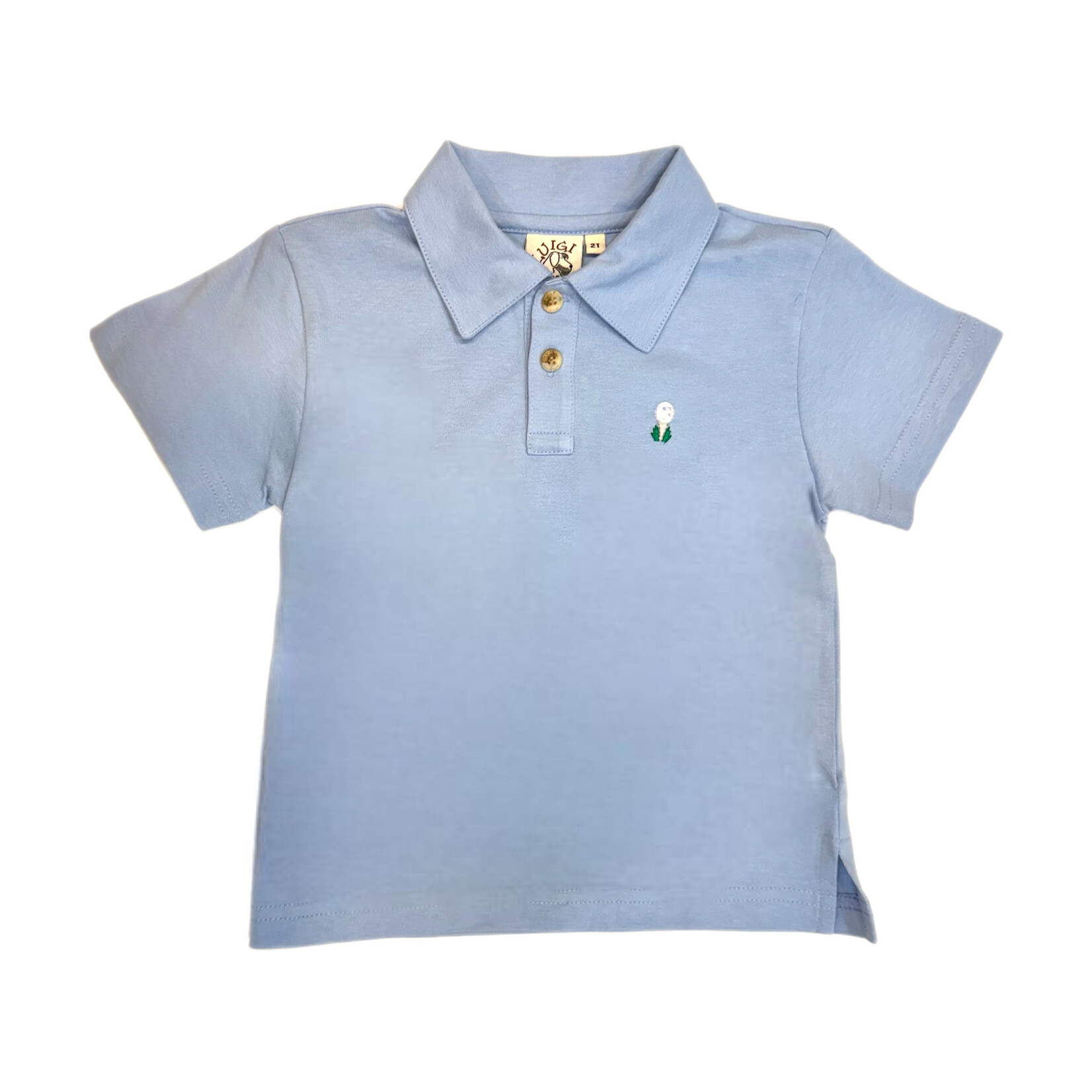 Luigi Kids Blue Polo Golf Ball SS Shirt