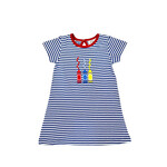 Luigi Kids Blue Stripe Crayon A-Line Dress
