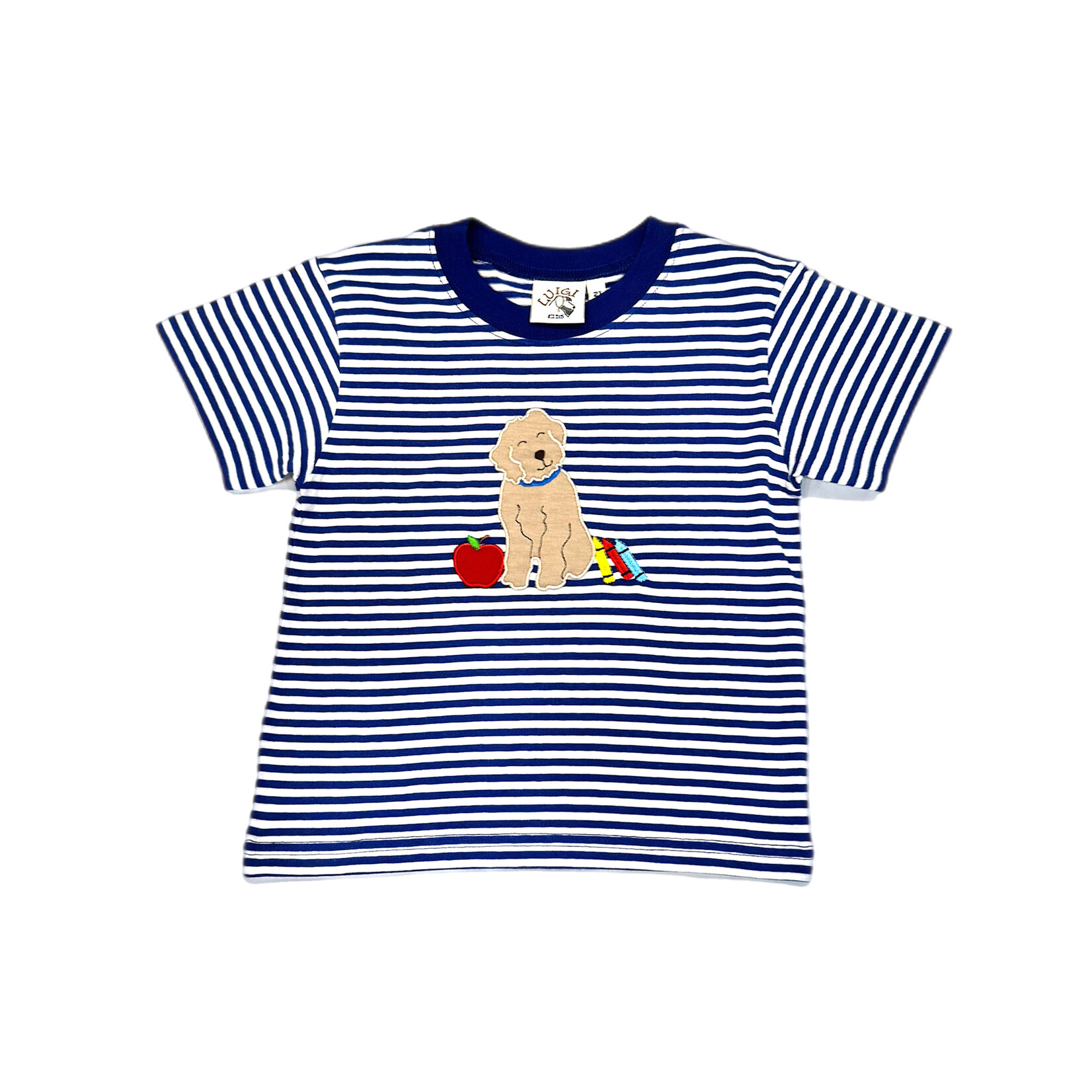Luigi Kids Blue Stripe Dog w/Apple & Crayons SS Shirt