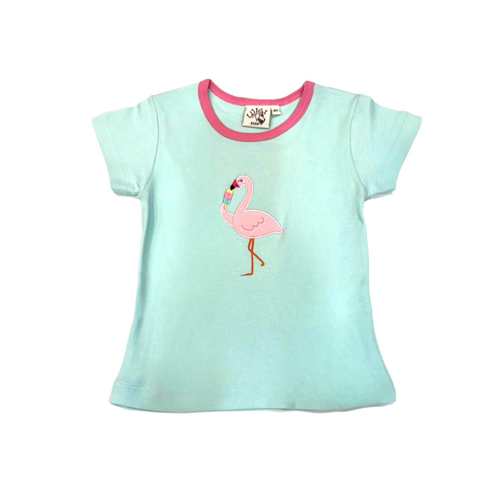 Luigi Kids Mint Stripe Flamingo w/Popsicle Tee