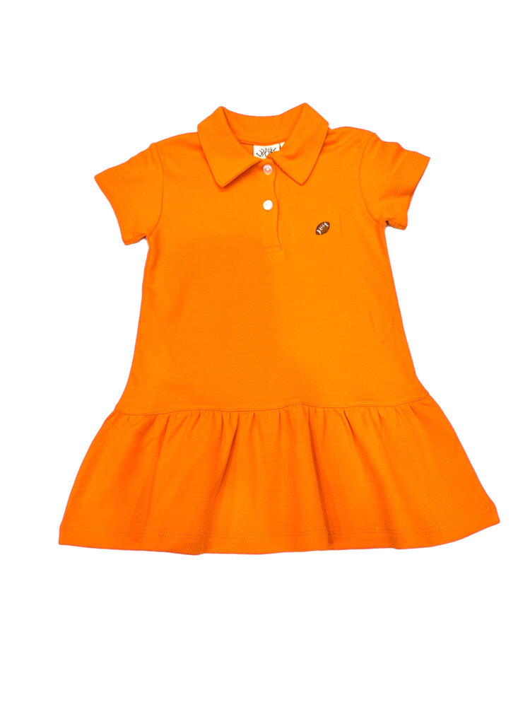 Luigi Kids Orange Polo Dress w/Football Icon