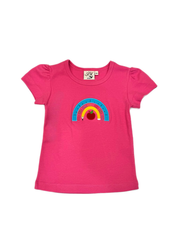 Luigi Kids Pink Rainbow w/School Supplies Tee