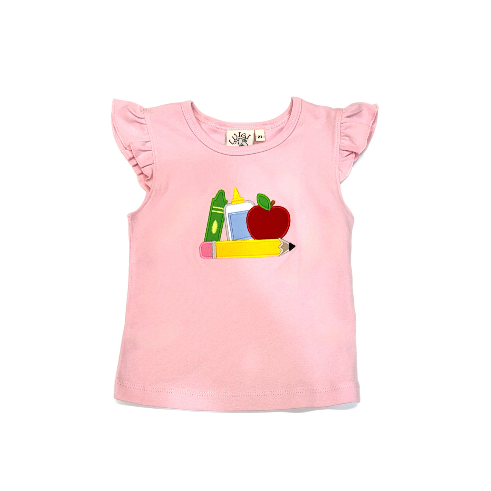 Luigi Kids Pink School Supplies Tee