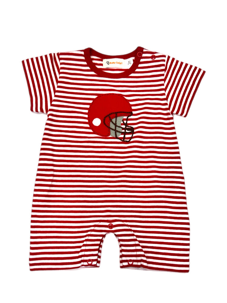 Luigi Kids Red Stripe Helmet Romper