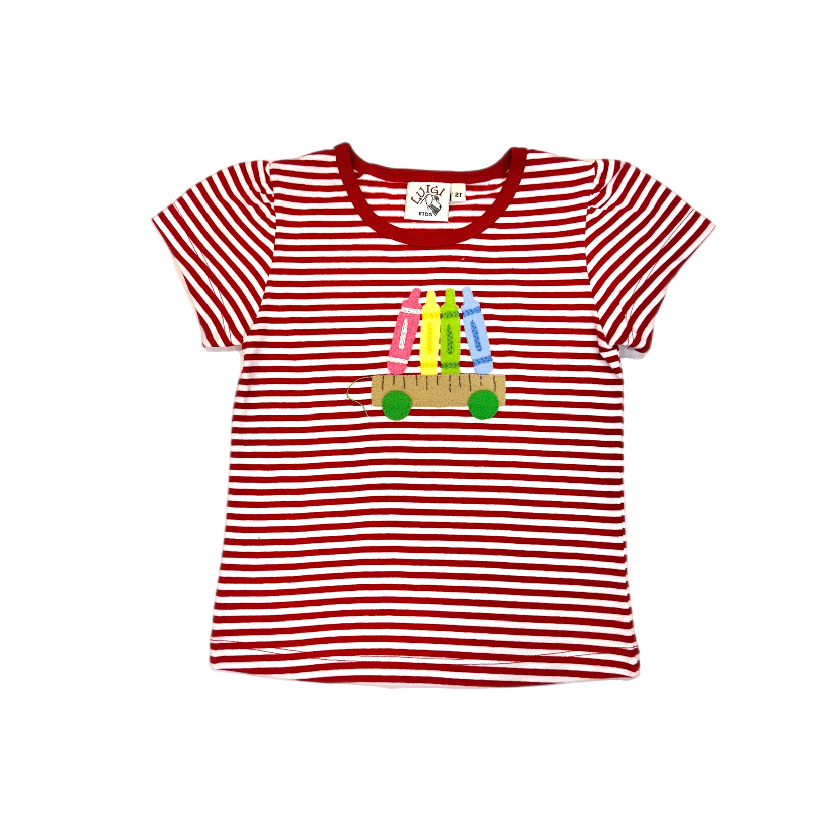Luigi Kids Red Stripe Ruler Wagon w/Crayons Tee