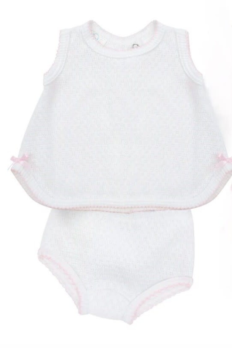 Paty White Diaper Set With Bows