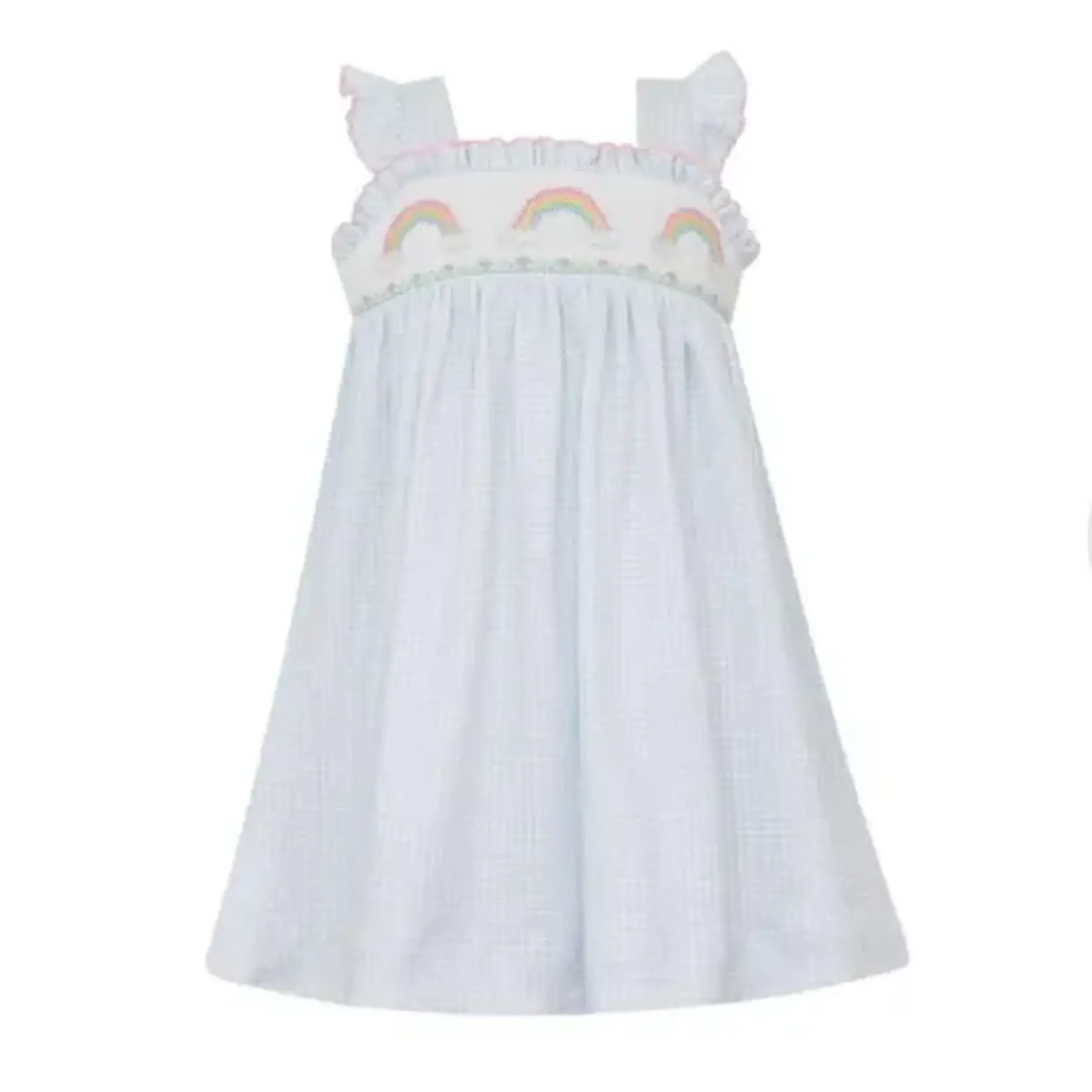 Petit Bebe LT Blue Gingham Smocked Rainbow Sundress