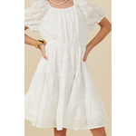 Hayden Girl Floral Embroidery Textured Puff Sleeve Dress