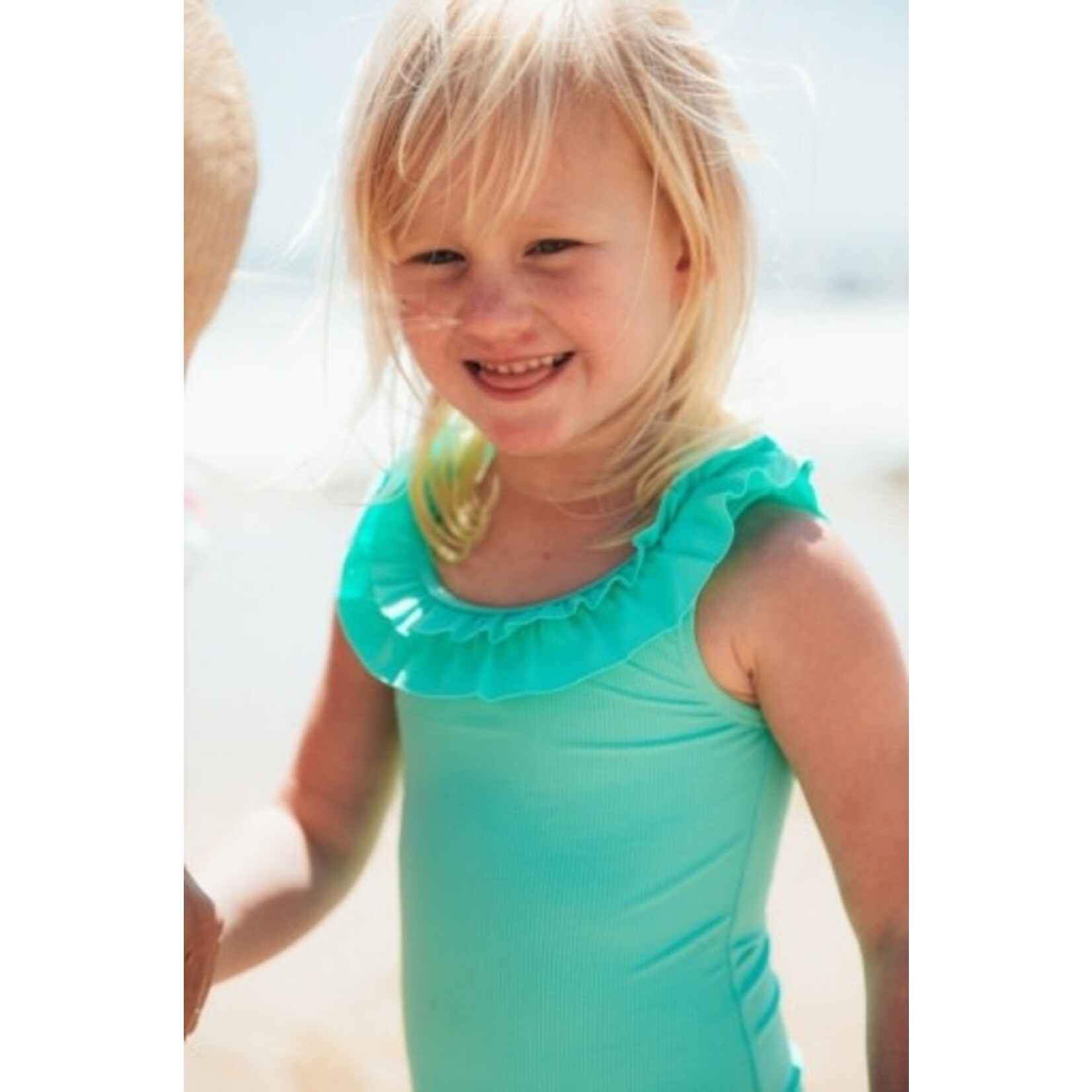 FEATHER 4 ARROW VACAY RUFFLE RIB ONE-PIECE