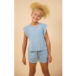 Sadie & Sage Blue Sightseeing Cuff Sleeve Top