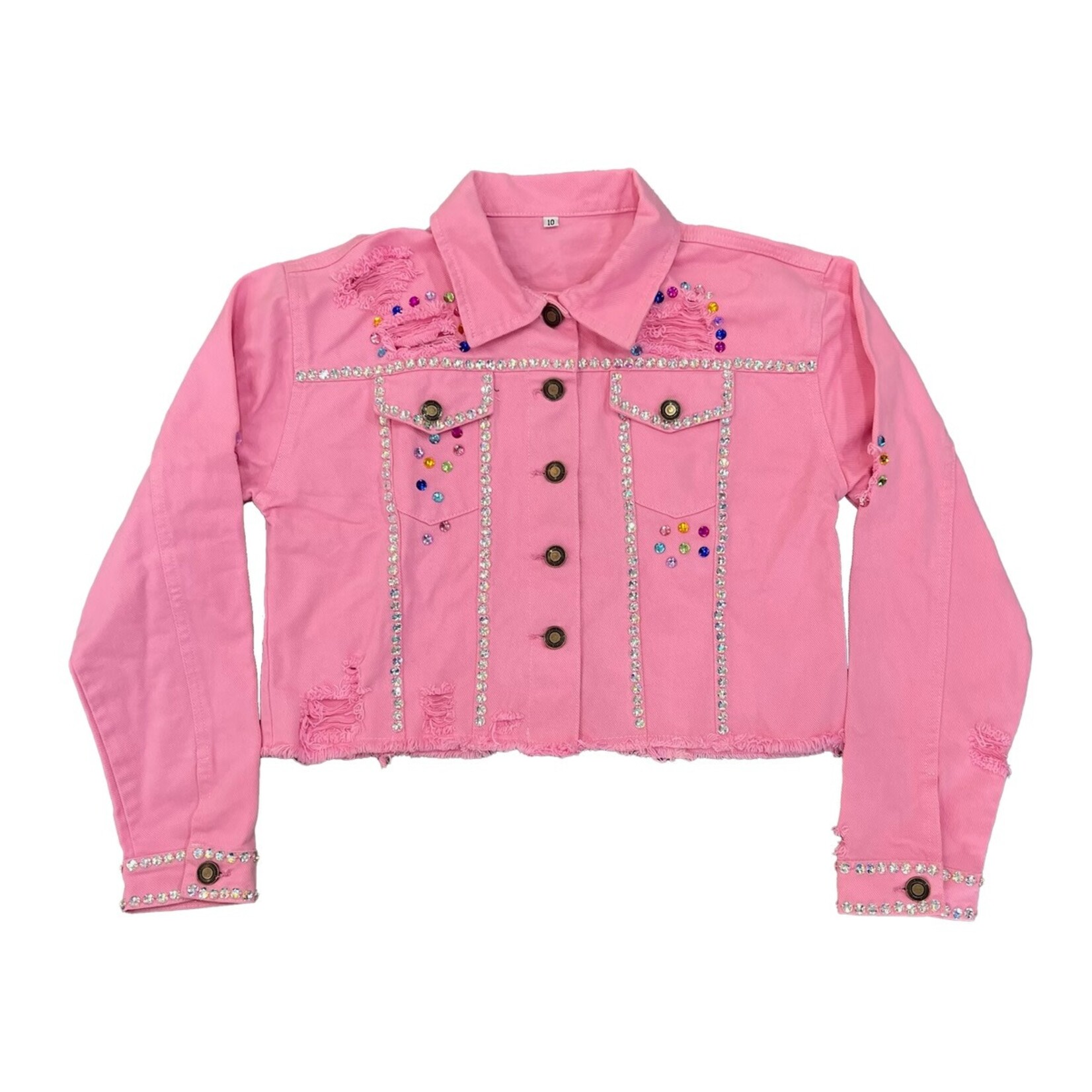 Tweenstyle Pink Raw Hem Bling Jacket