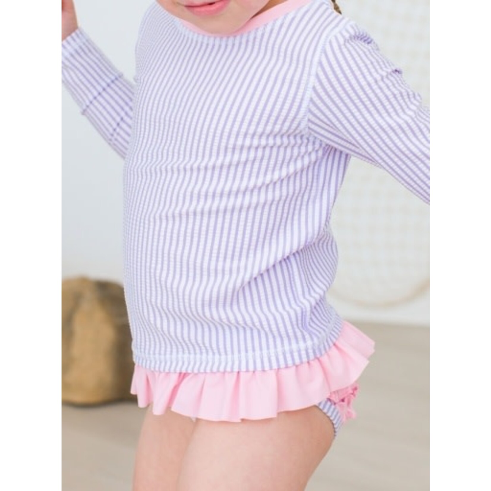 Seersucker Long Sleeve Rash Guard Bikini