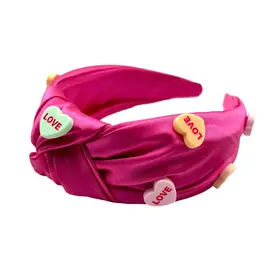Mavi Bandz Pink Conversation Heart Knot Headband