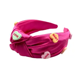 Mavi Bandz Pink Conversation Heart Knot Headband