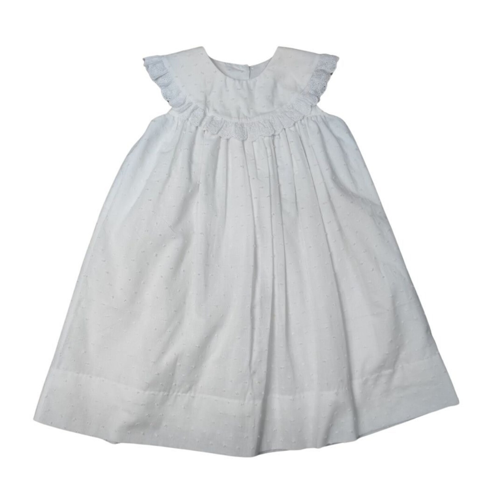 Delaney White Swiss Dot Ruff Collar Dress
