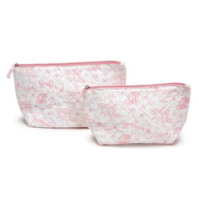 Two's Company Pink Animal Toile Pouches Set