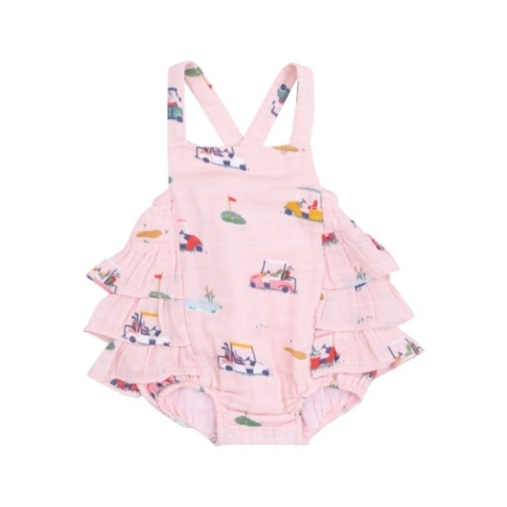 Angel Dear Golf Cart Cuties Ruffle Sunsuit Pink