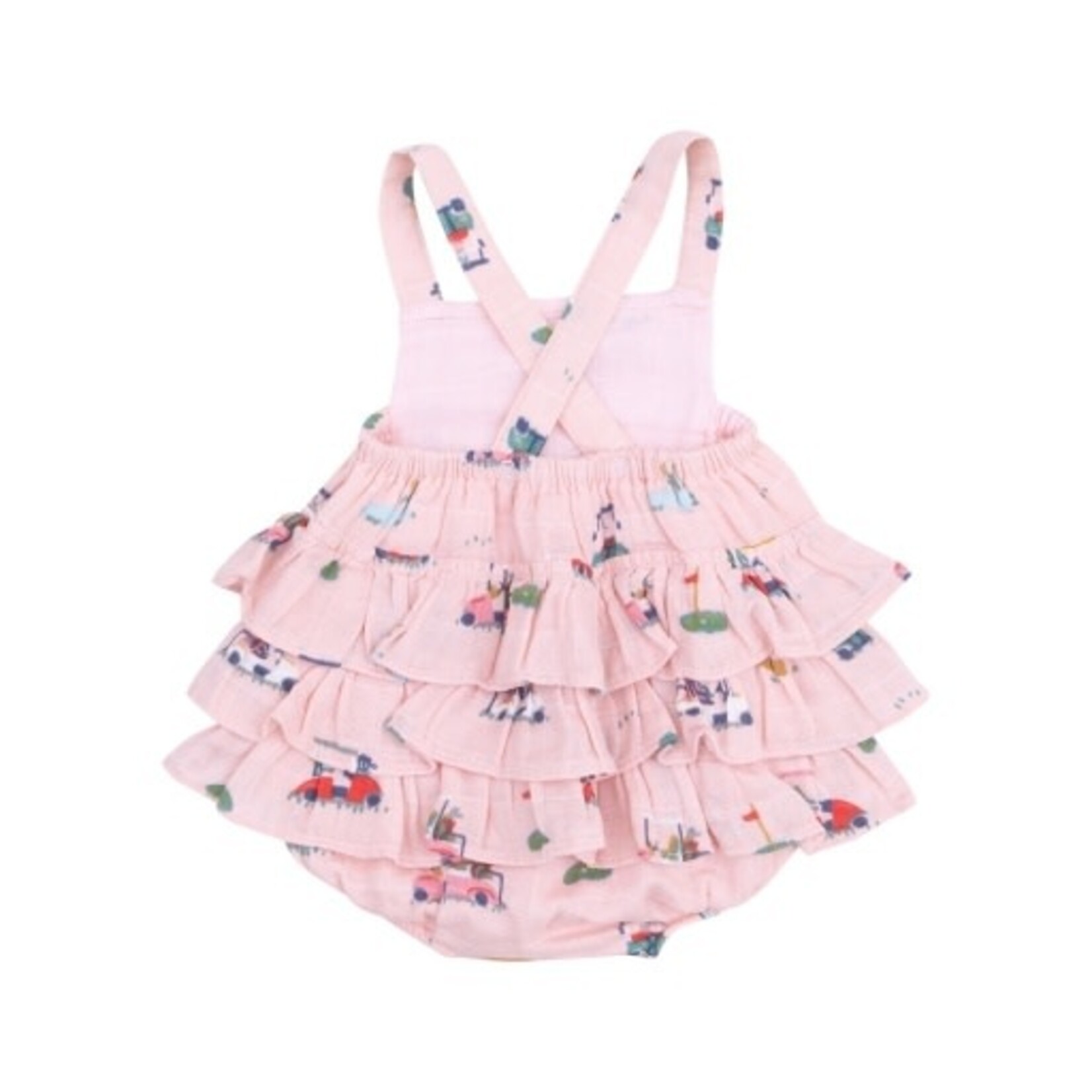 Angel Dear Golf Cart Cuties Ruffle Sunsuit Pink