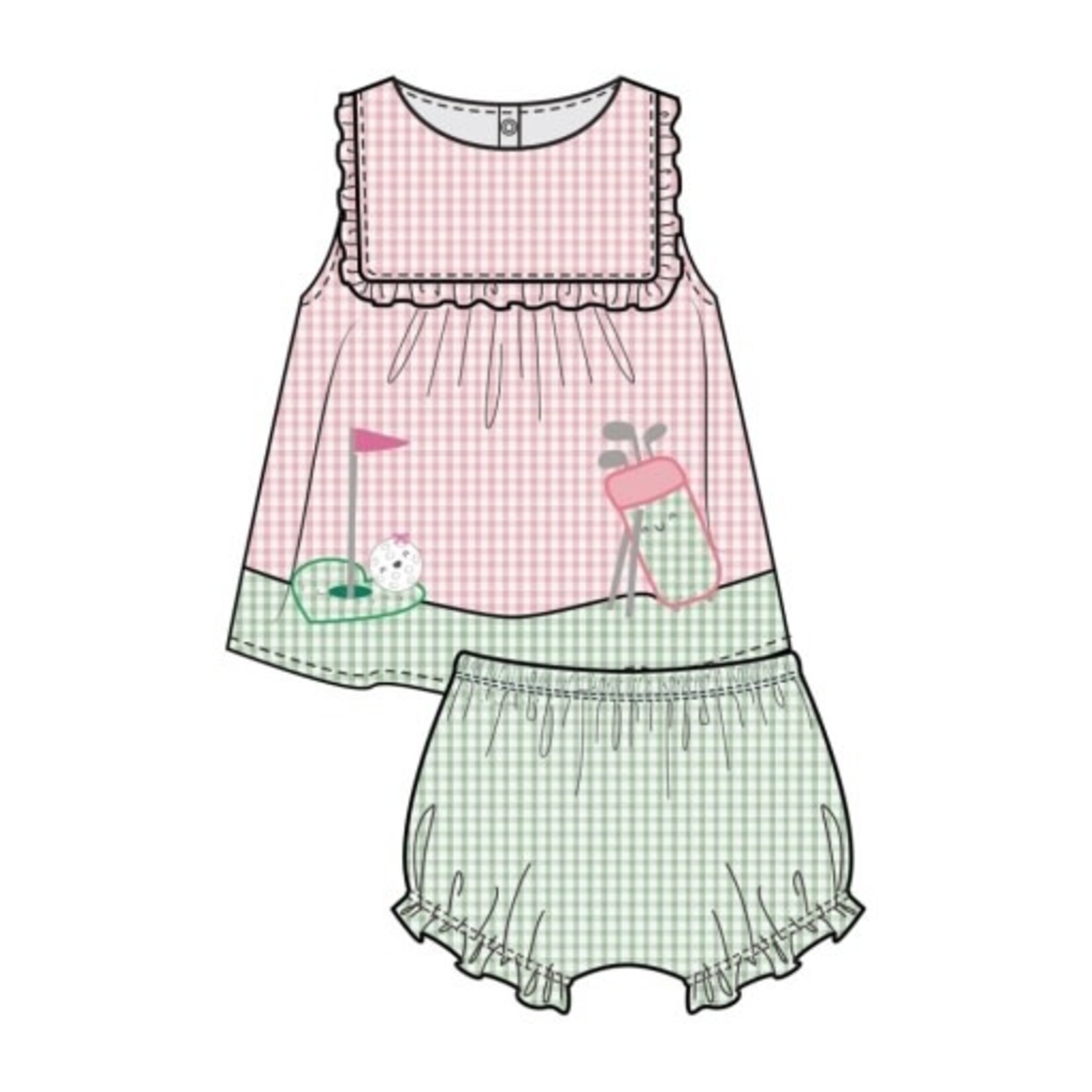 Angel Dear Golf Pink Mini Gingham Set