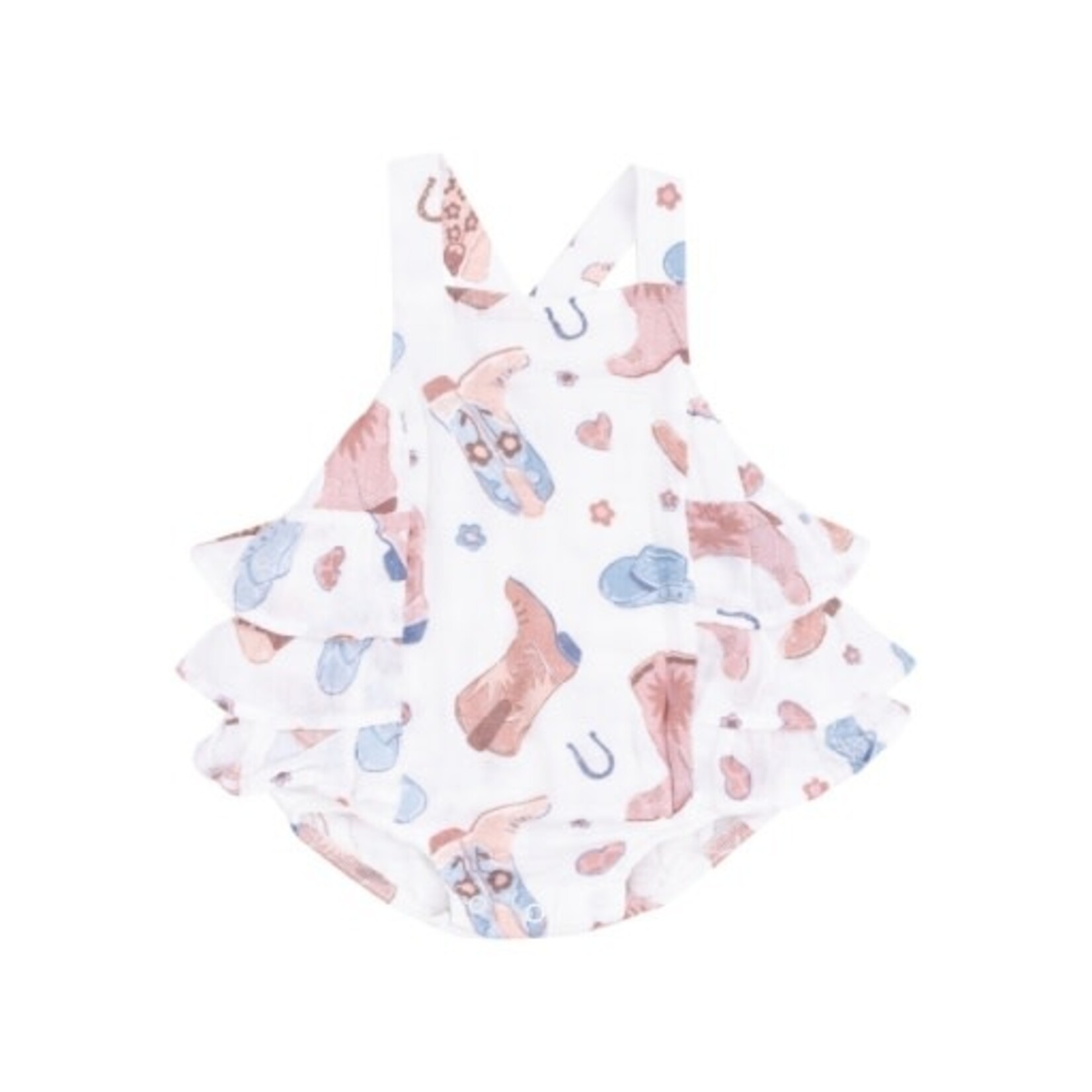 Angel Dear Cowboy Boots Pink Ruffle Sunsuit