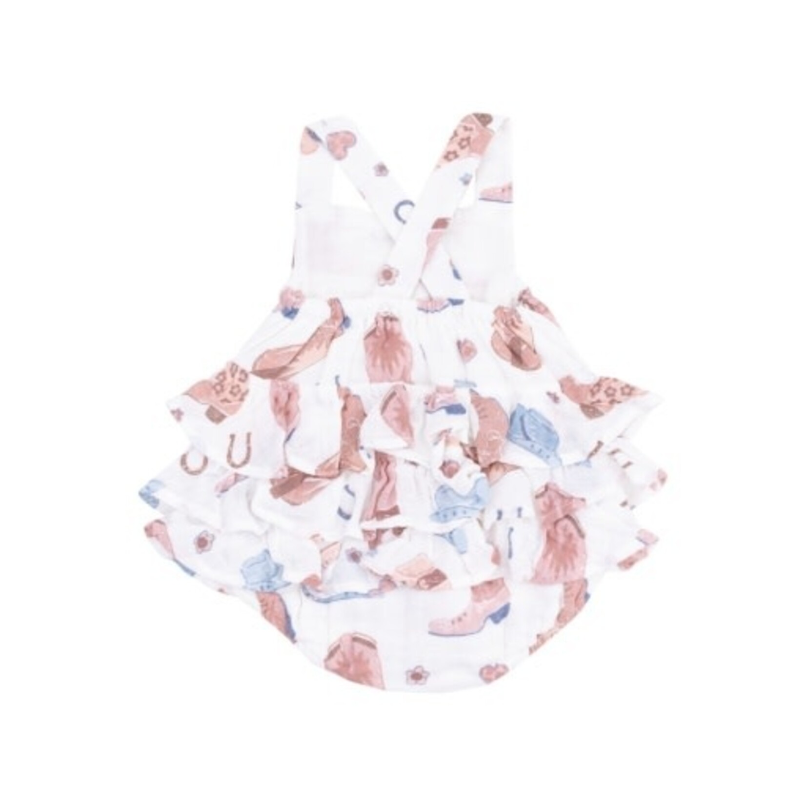 Angel Dear Cowboy Boots Pink Ruffle Sunsuit