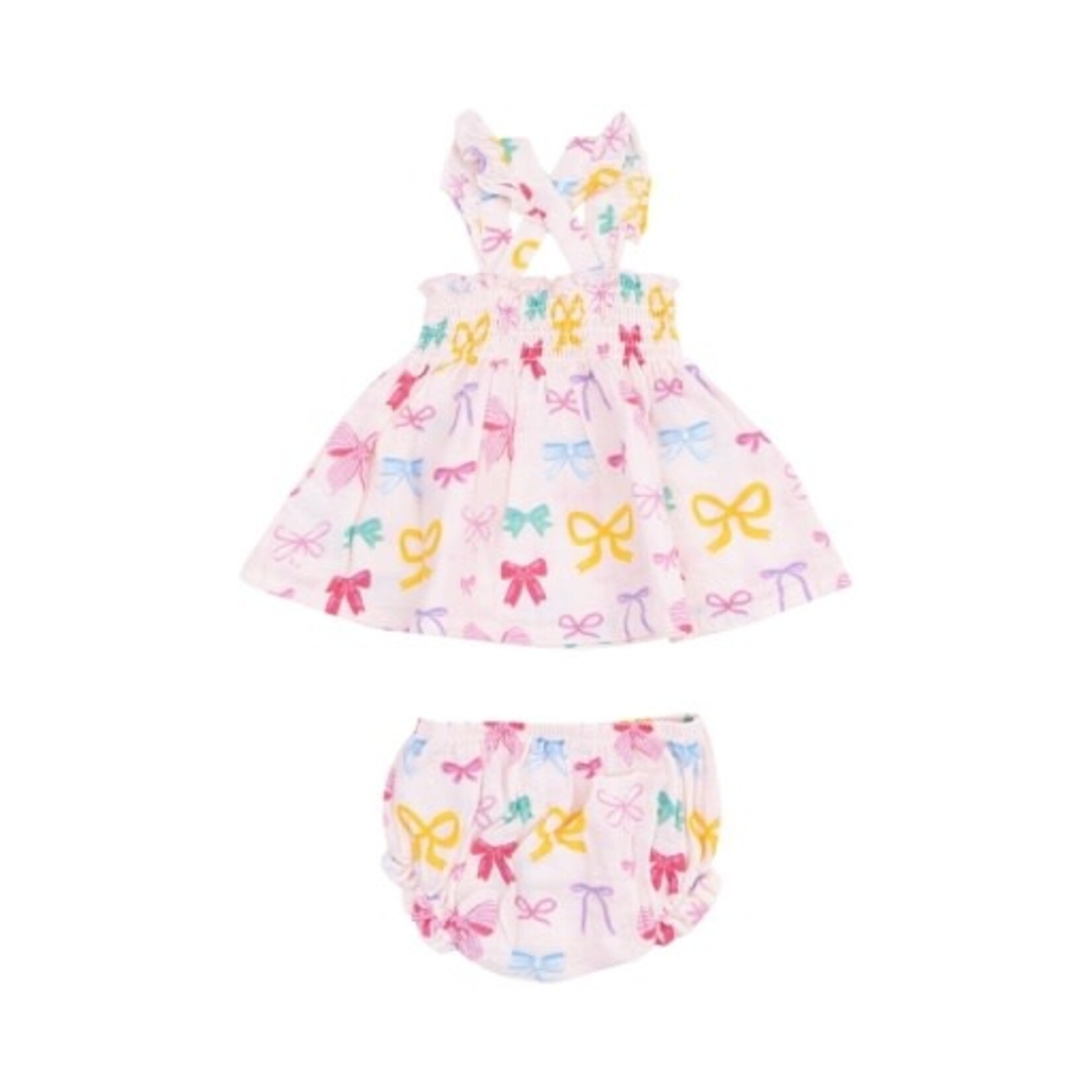 Angel Dear Colorful Bows Ruffle Smocked Set