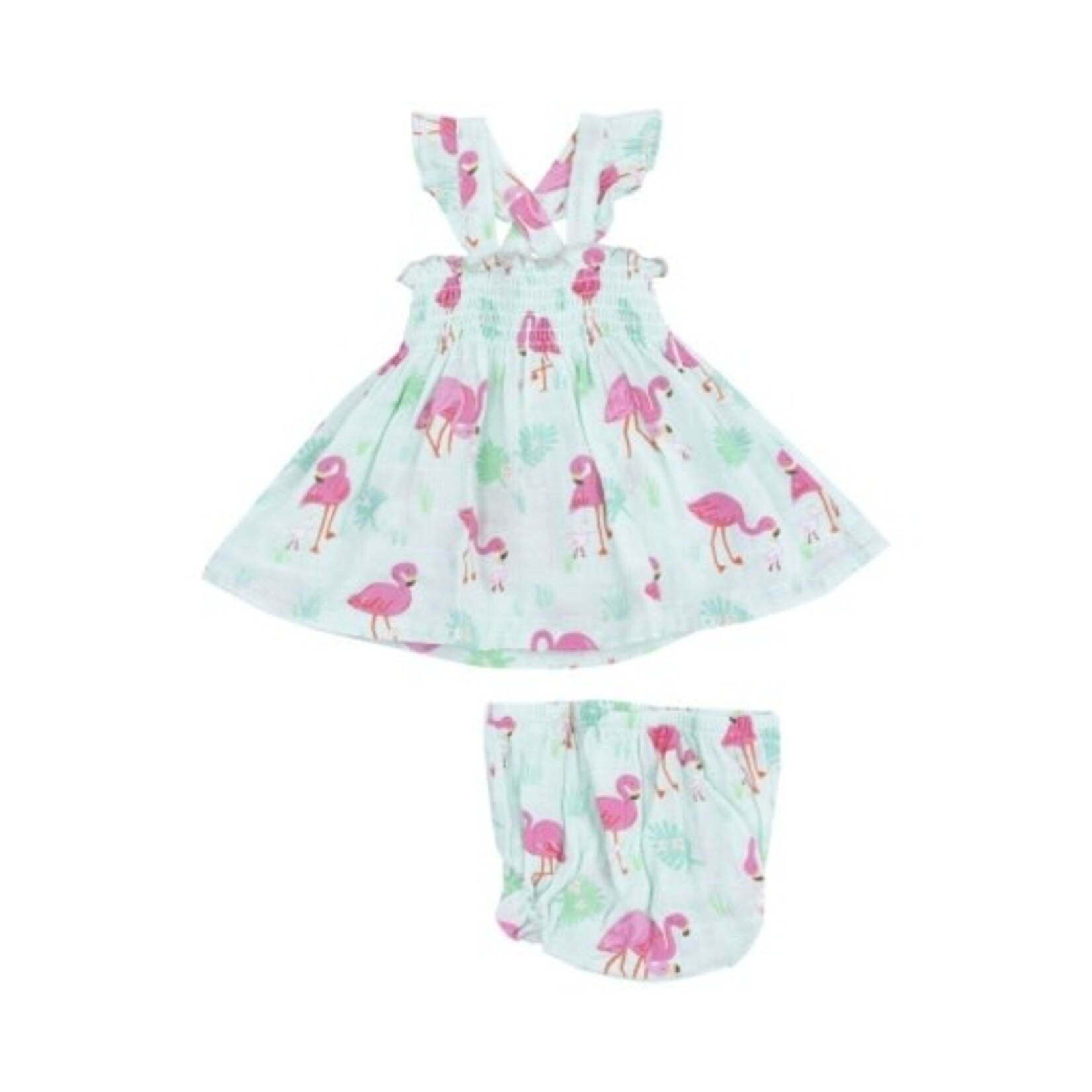 Angel Dear Flamingos Ruffle Strap Smocked Set