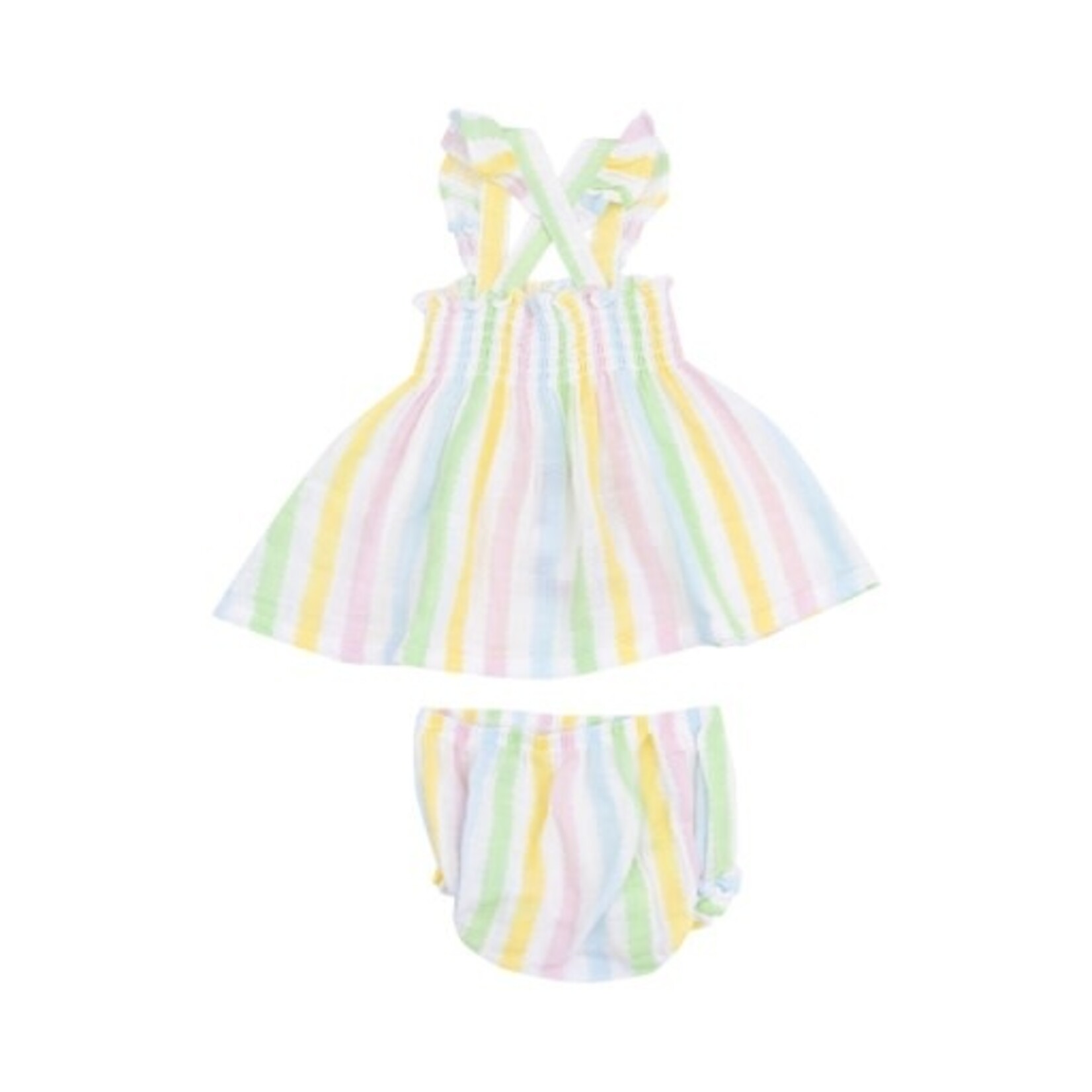 Angel Dear Stripe Ruffle Strap Smocked Set
